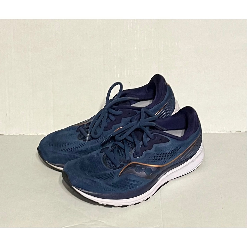 Saucony Ride 14 Women's Running Shoes Size 8.5 Navy Blue Copper Athletic Sneaker
